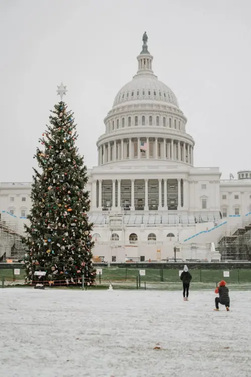 Washington D.C. mùa đông 2025 | Nhà Trắng và National Mall trong tuyết rơi